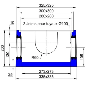 Thebault Boîte Pluviale Avec 3 Joints Ø 100 Mm – 25×25 CM Pas Cher Magasin Soldes 6