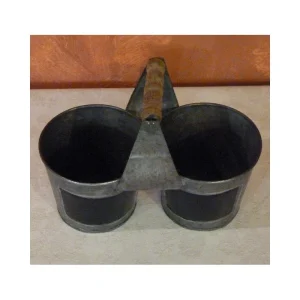 dernières Country Casa Deux Pots En Métal Avec Tableau Noir Et Anse En Bois, 22 Cm 6