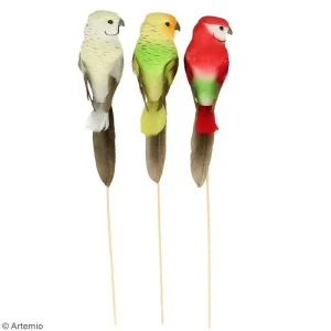 marque pas cher Artemio Oiseaux Colorés Décoratifs à Piquer – Plumes – Perruches – 3 Pcs 6