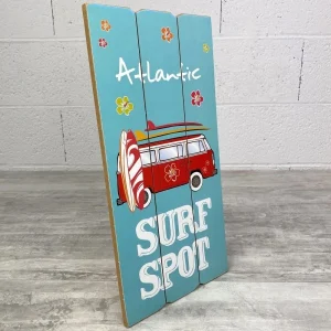 en ligne Faye Panneau En MDF, Fond Turquoise, Surf Spot Atlantic, 20 X 40 X 1 Cm, Van Hawaïen, Décoration Maritime 8