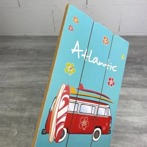 en ligne Faye Panneau En MDF, Fond Turquoise, Surf Spot Atlantic, 20 X 40 X 1 Cm, Van Hawaïen, Décoration Maritime 10
