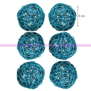 Doge Sachet De 6 Boules En Rotin Turquoise, Diamètre 6 Cm l'unique style 6
