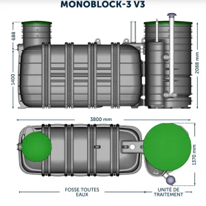 Fosse Toutes Eaux – Monoblock-3-5 V3 Biorock – Avec Poste De Relevage – Capacité 5 E.H – 3000L Achat 10